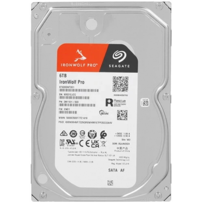 Жесткий диск SEAGATE SATA-III 6TB NAS IRONWOLF PRO (7200rpm) 256Mb 3.5" ST6000NT001