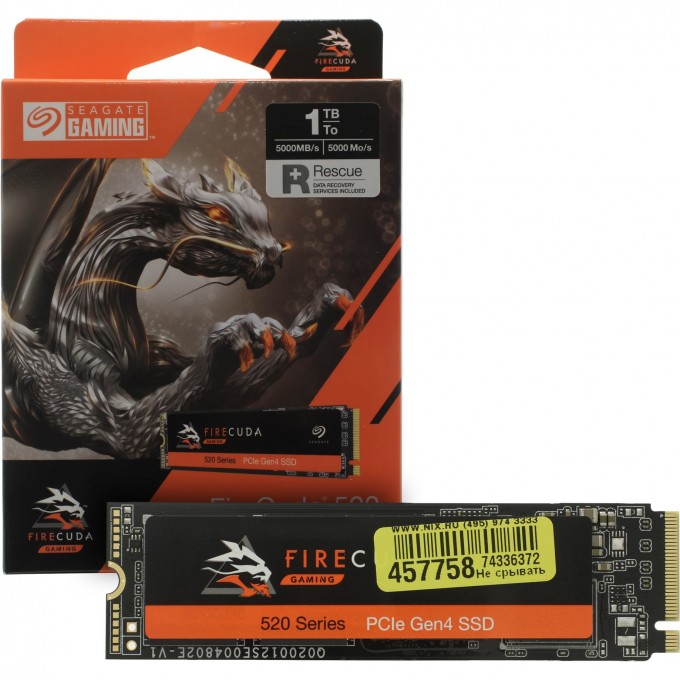 Накопитель SSD SEAGATE FIRECUDA 520 M.2 2280 1.0 ТБ PCI-E 4X4 NVME NAND 3D TLC ZP1000GM3A002 Накопитель SSD SEAGATE FIRECUDA 520 M.2 2280 1.0 ТБ PCI-E 4X4 NVME NAND 3D TLC ZP1000GM3A002
