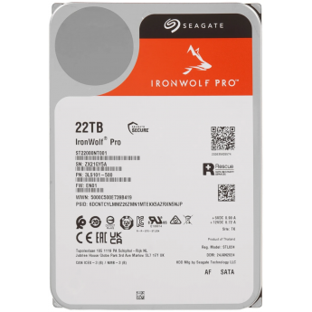 Жесткий диск SEAGATE SATA-III 22TB ST22000NT001 IRONWOLF PRO 512E (7200rpm) 512Mb 3.5"